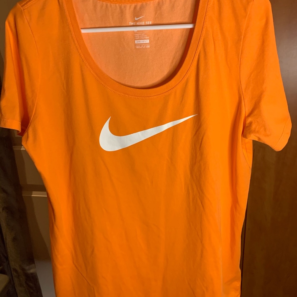 Nike size Large orange t-shirt with white swoosh